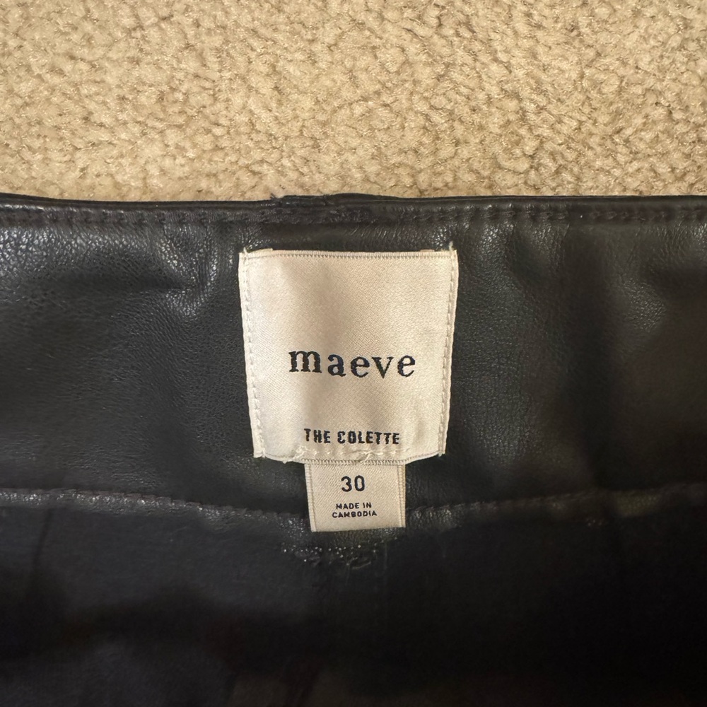 Anthropologie Maeve Colette Faux Leather Cropped pants size 30 - Picture 7 of 9